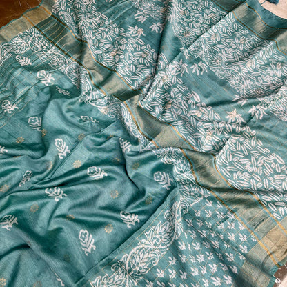 Ashoka Handblock Printed Cotton Silk Saree