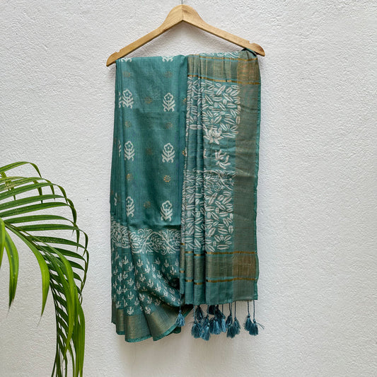 Ashoka Handblock Printed Cotton Silk Saree