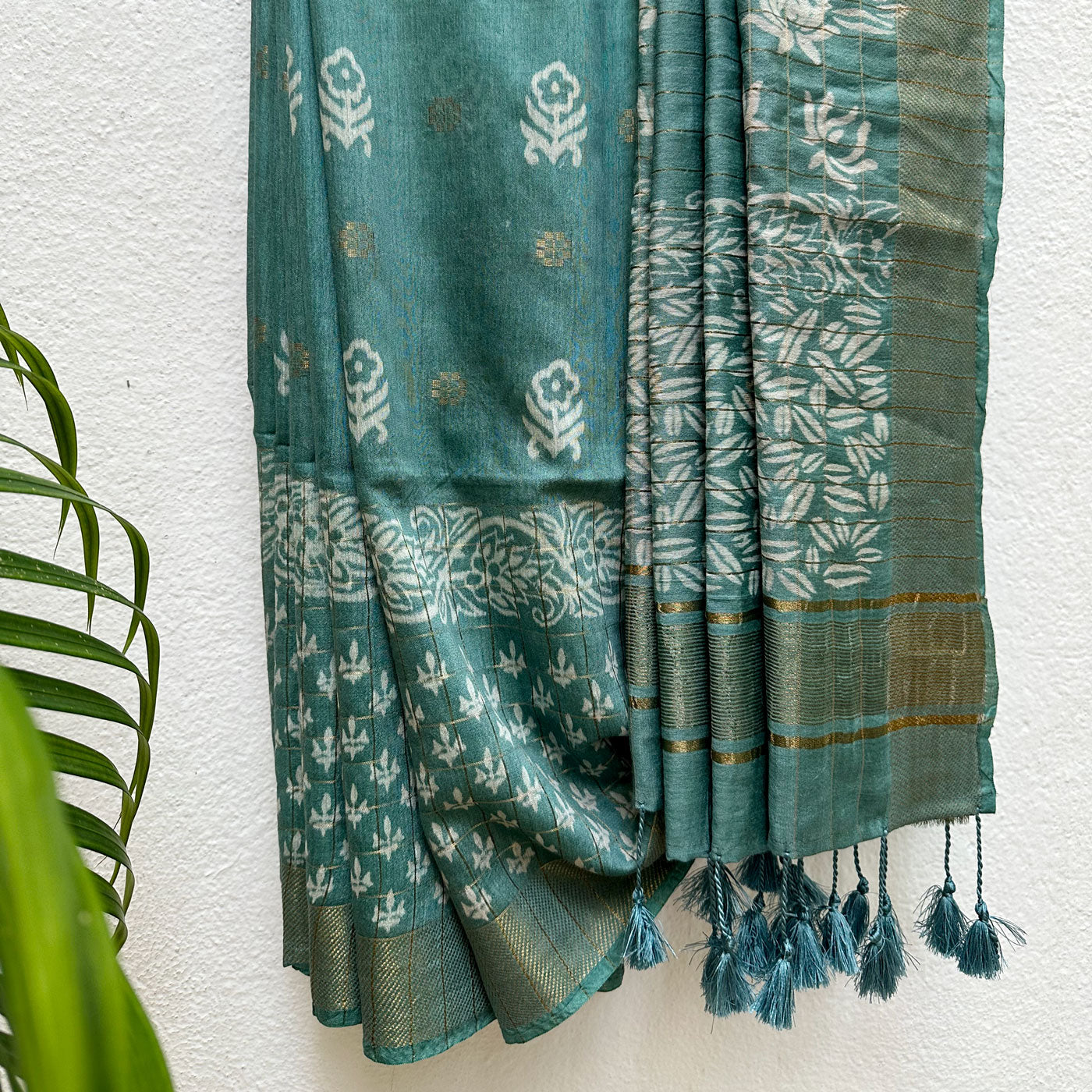Ashoka Handblock Printed Cotton Silk Saree