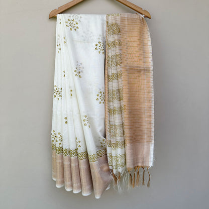 Ashwini Handblock Printed Cotton Silk Saree
