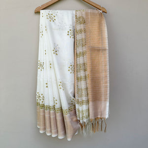 Ashwini Handblock Printed Cotton Silk Saree