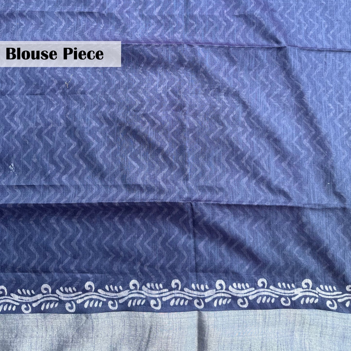 Bahula Indigo Hand Block Printed Cotton Silk Saree