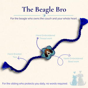 Beagle Bro Rakhi handmade dog rakhi with embroidered beagle face