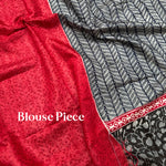 Load image into Gallery viewer, Black Honey Handblock Cotton Viscose Silk Saree
