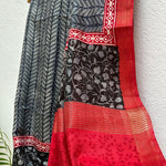 Load image into Gallery viewer, Black Honey Handblock Cotton Viscose Silk Saree
