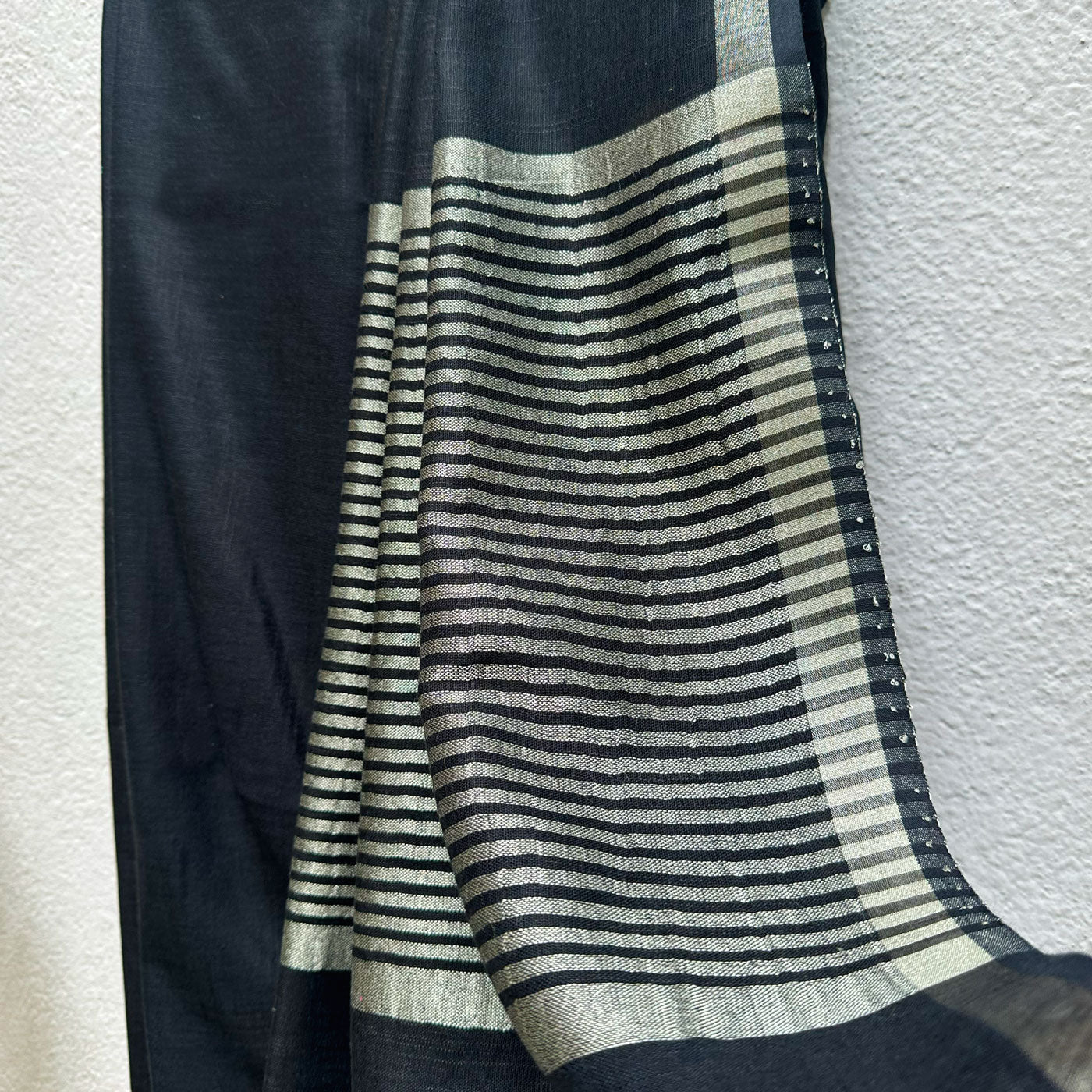 Slate Grey Cotton Saree with Printed Blouse