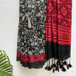 Load image into Gallery viewer, Black Peacock Cotton Silk Printed Saree
