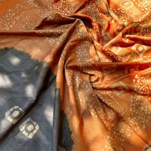 Blackberry Cordial Batik Cotton Silk Saree