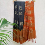 Load image into Gallery viewer, Blackberry Cordial Batik Cotton Silk Saree
