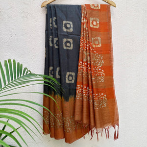 Blackberry Cordial Batik Cotton Silk Saree