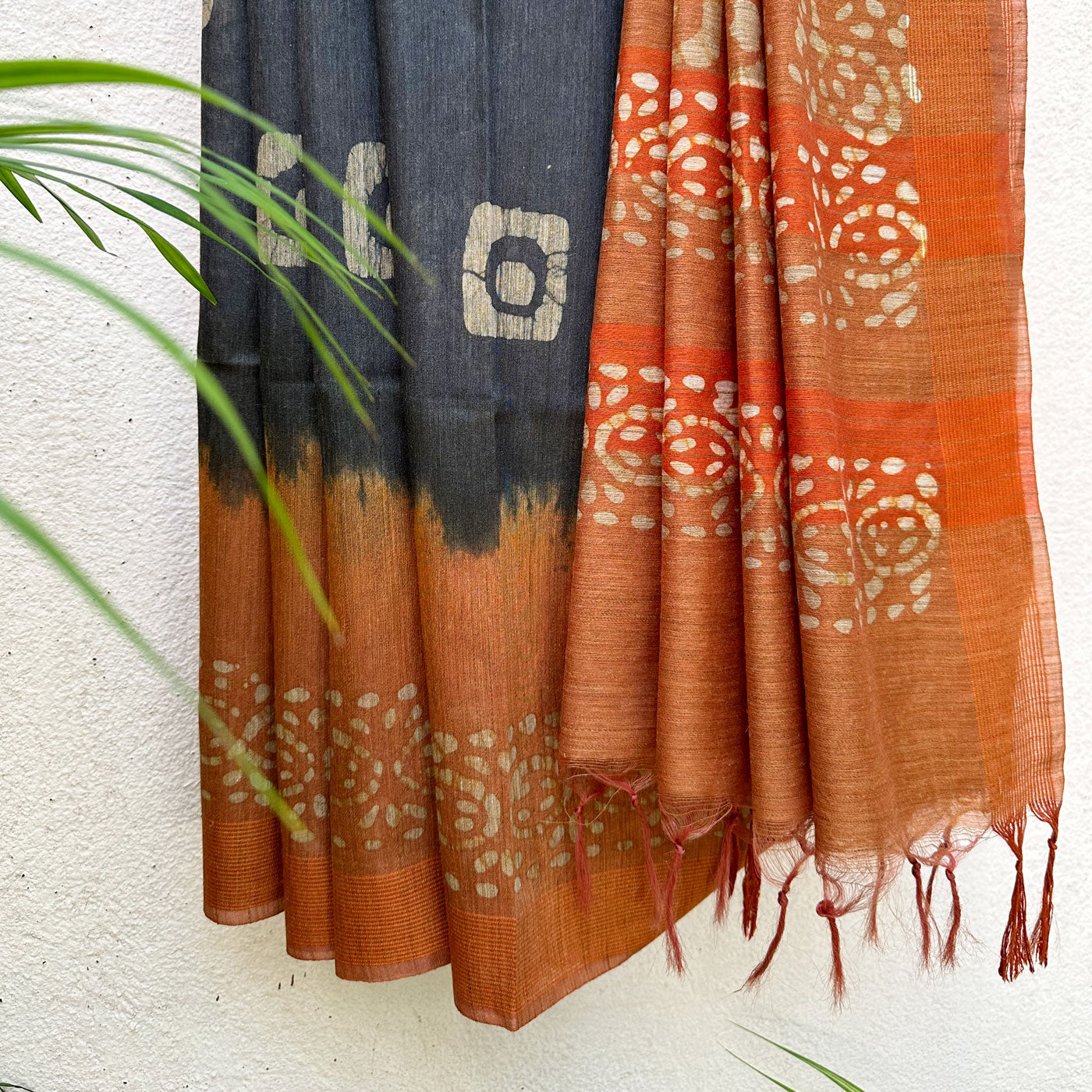 Blackberry Cordial Batik Cotton Silk Saree