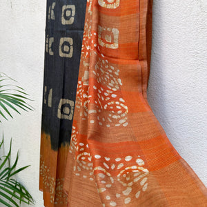 Blackberry Cordial Batik Cotton Silk Saree