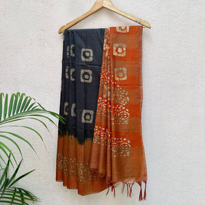 Blackberry Cordial Batik Cotton Silk Saree