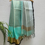 Load image into Gallery viewer, Blue Lagoon Zari Linen Saree
