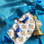 Load image into Gallery viewer, Blue Ocean Cotton Saree with Printed Blouse
