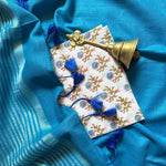 Load image into Gallery viewer, Blue Ocean Cotton Saree with Printed Blouse
