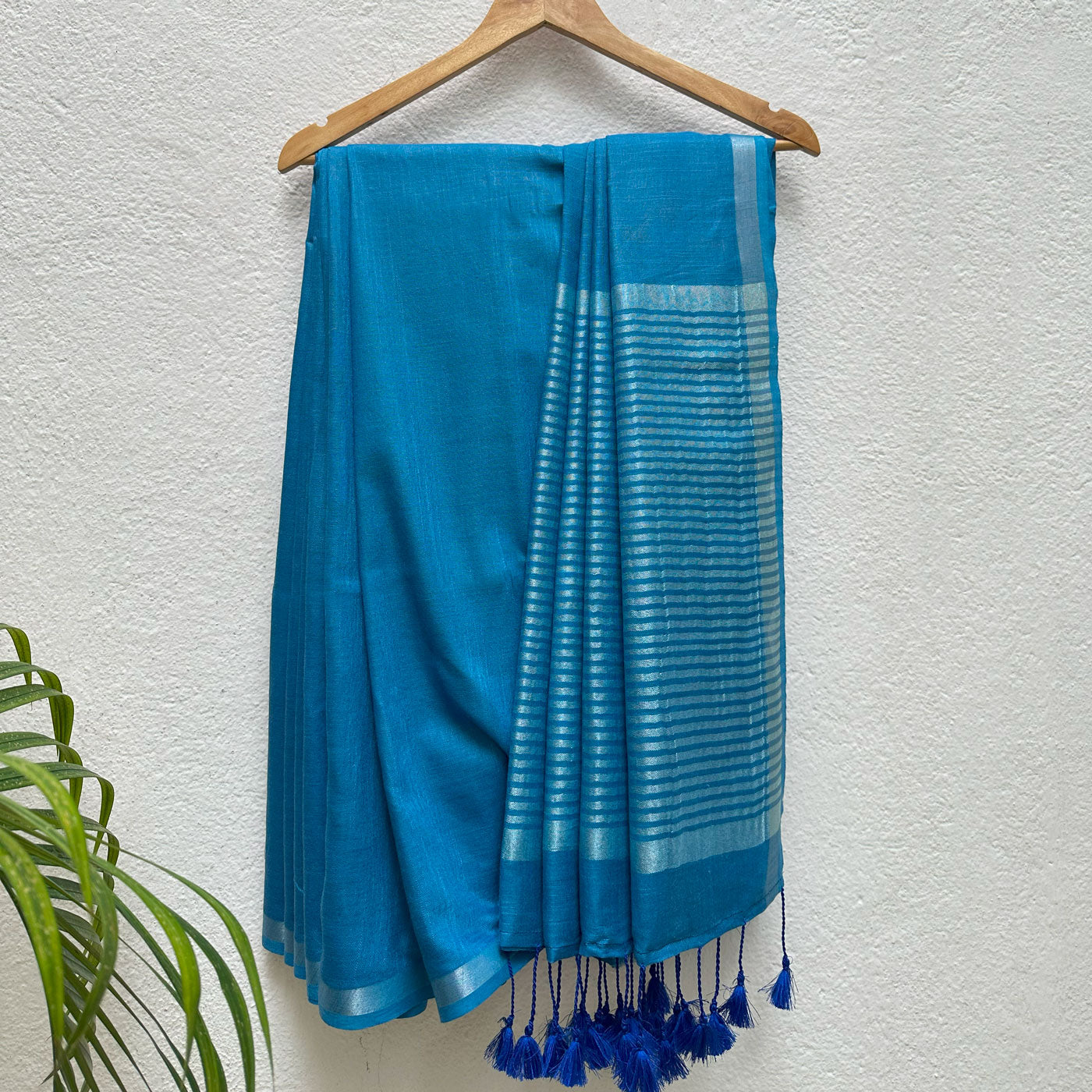 Blue Ocean Cotton Saree with Printed Blouse