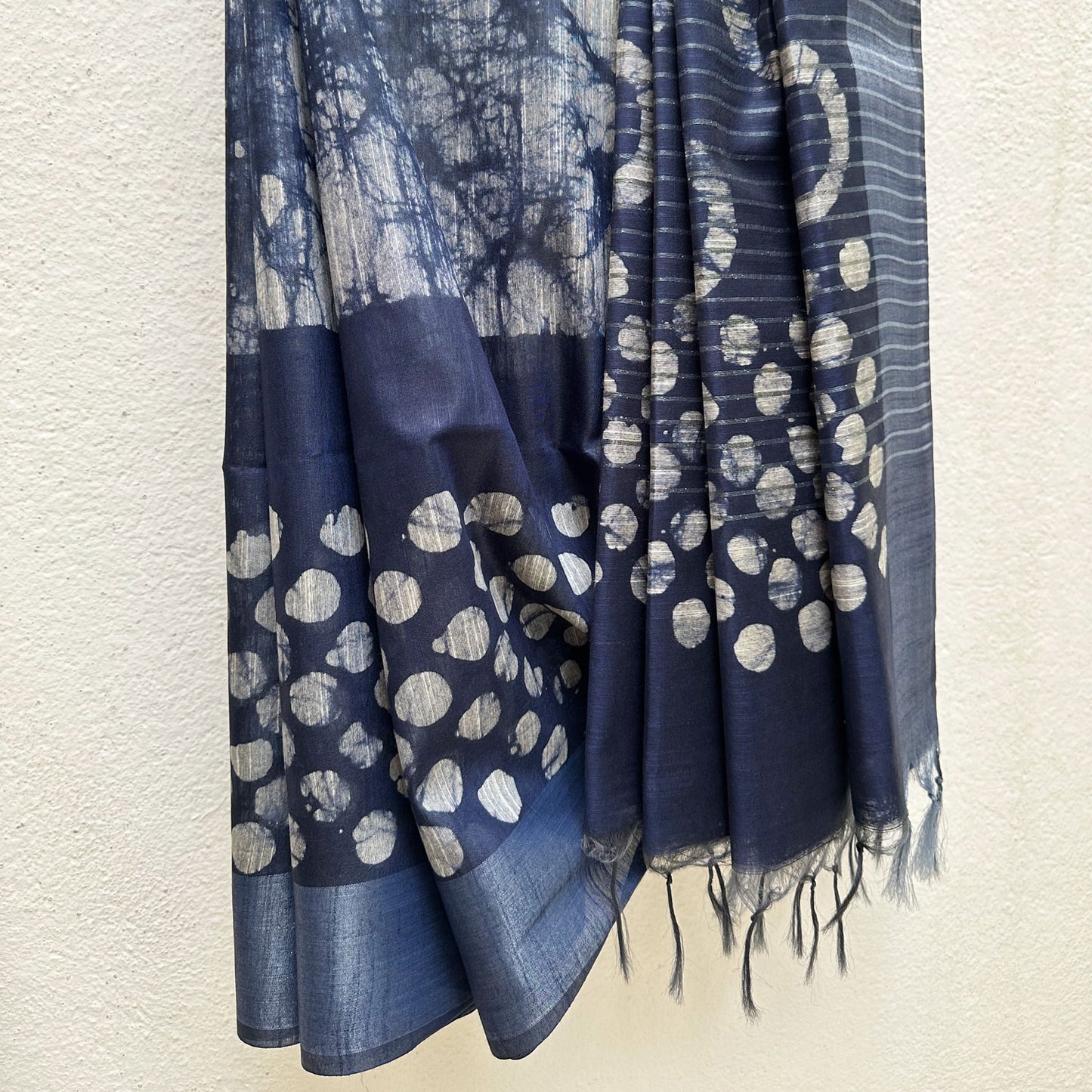 Blueberry Batik Cotton Silk Saree