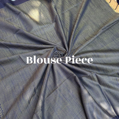 Blueprint Cotton Bamboo Silk Saree