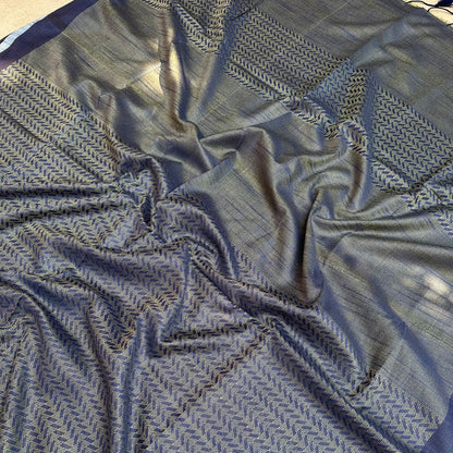 Blueprint Cotton Bamboo Silk Saree