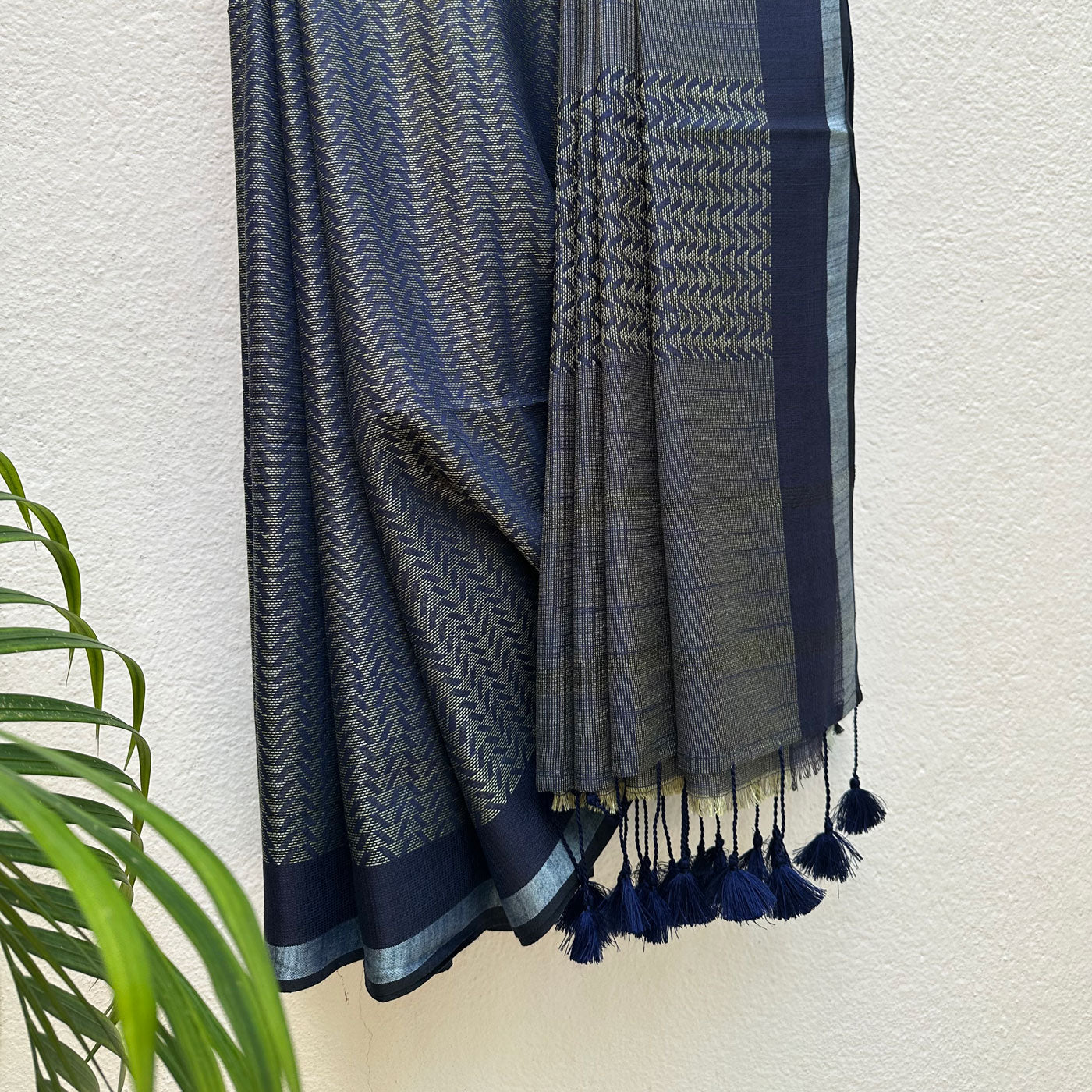 Blueprint Cotton Bamboo Silk Saree