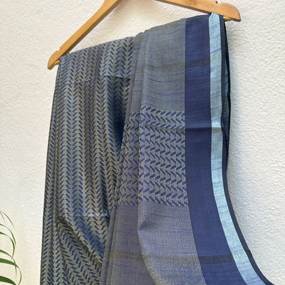Blueprint Cotton Bamboo Silk Saree