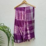 Load image into Gallery viewer, Boysenberry Shibori Cotton Linen Saree
