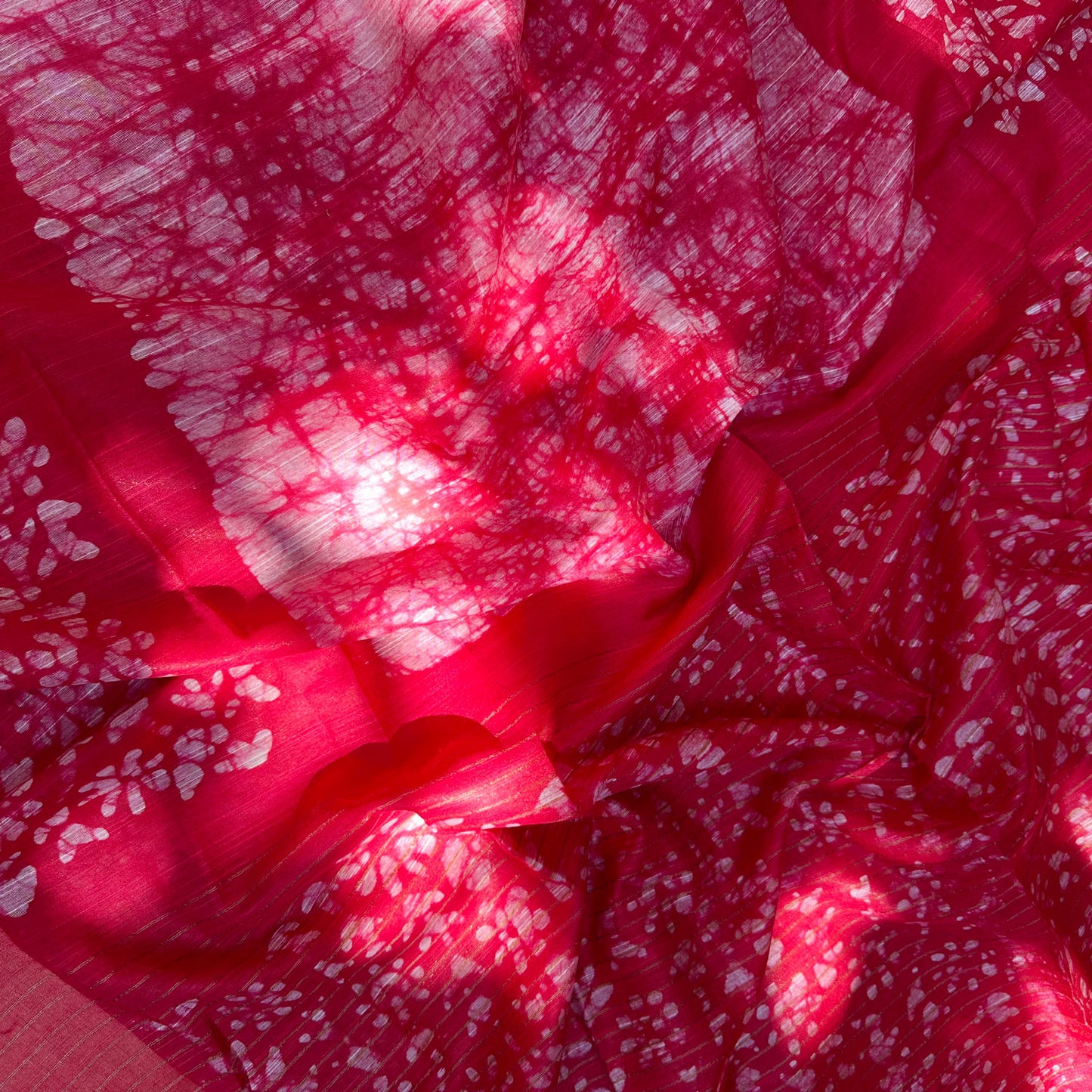 Bridal Red Batik Cotton Silk Saree