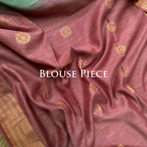 Bronze Green Cotton Bamboo Silk Saree