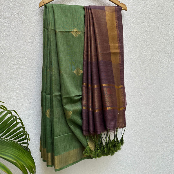 Buy Cotton Bamboo Silk Saree Online from The Thread Weavers