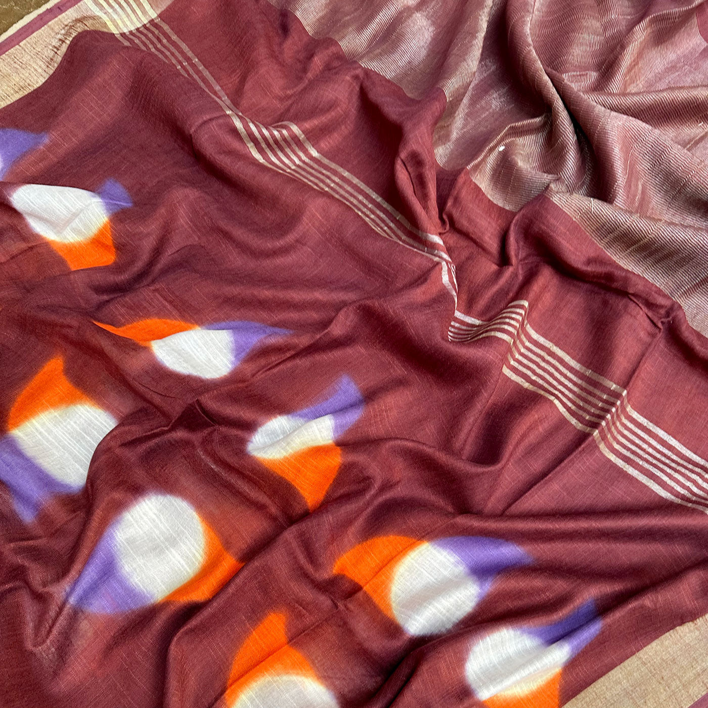 Burnt Henna Tie n Dye Cotton Saree