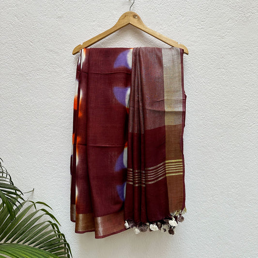 Burnt Henna Tie n Dye Cotton Saree