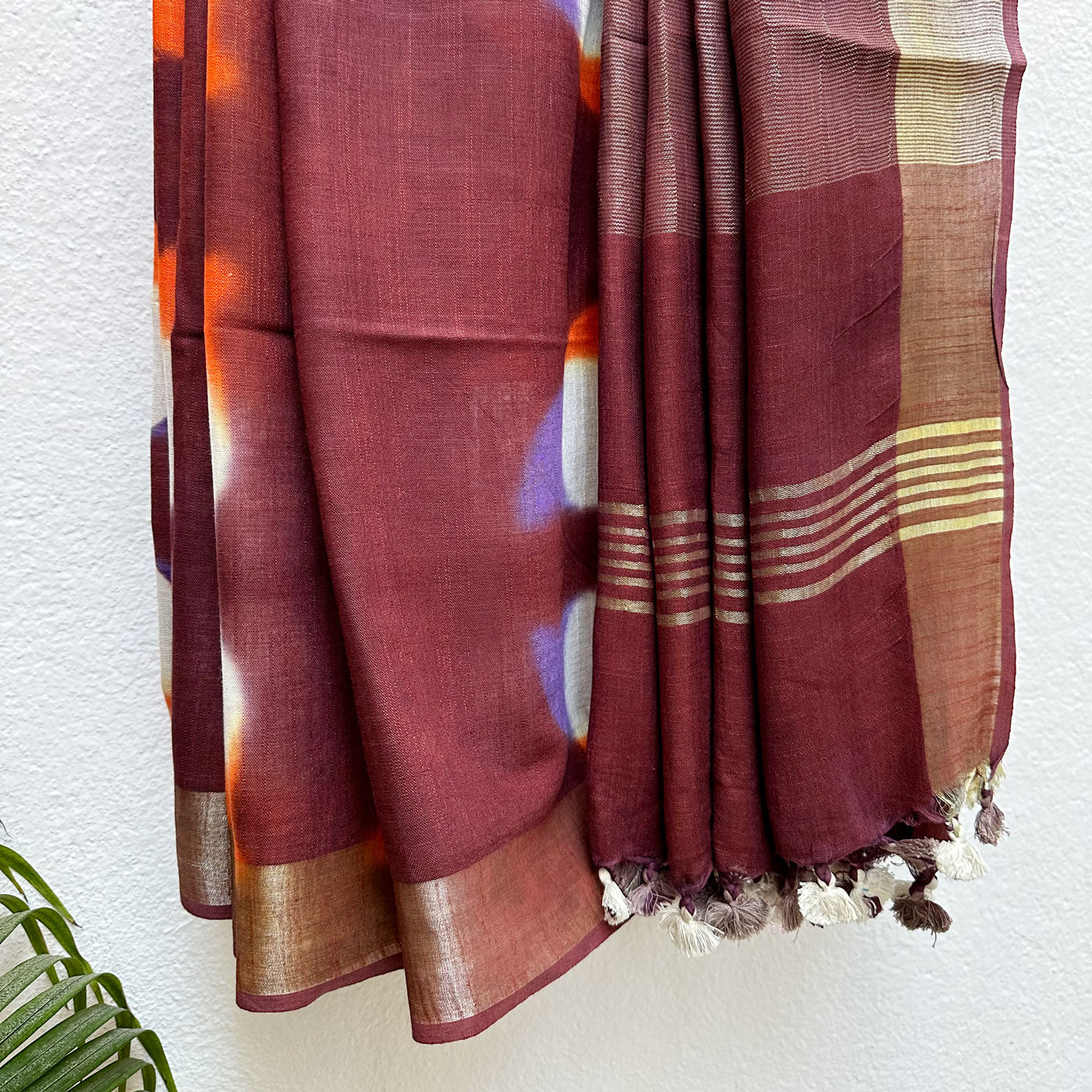 Burnt Henna Tie n Dye Cotton Saree