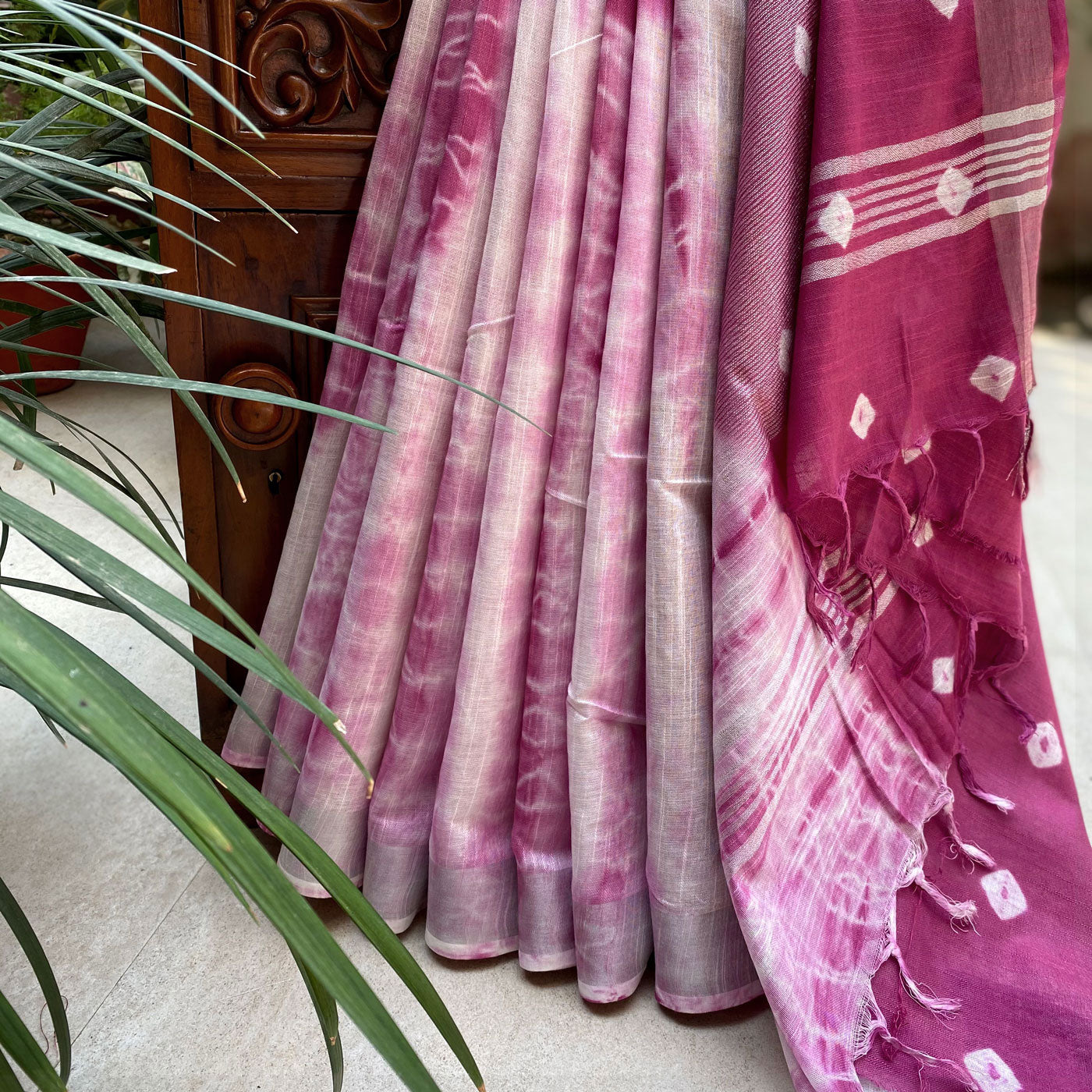 Cabaret Shibori Cotton Linen Saree