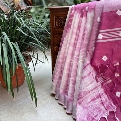 Cabaret Shibori Cotton Linen Saree