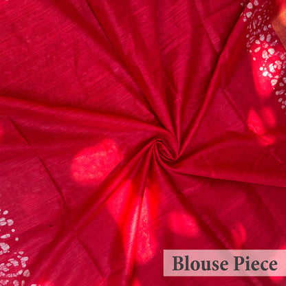 Calypso Red Batik Cotton Silk Saree