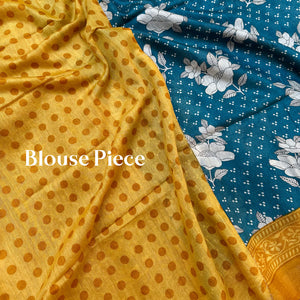Carribean Floral Cotton Silk Printed Saree