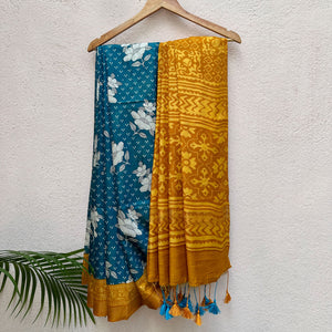 Carribean Floral Cotton Silk Printed Saree