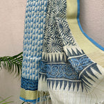 Load image into Gallery viewer, Carribean Twist Handblock Printed Pure Linen Saree
