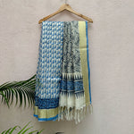 Load image into Gallery viewer, Carribean Twist Handblock Printed Pure Linen Saree
