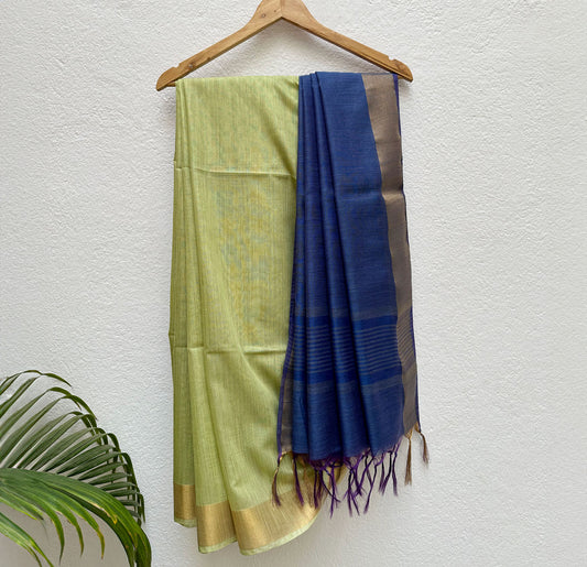 Celery Blue Cotton Silk Saree