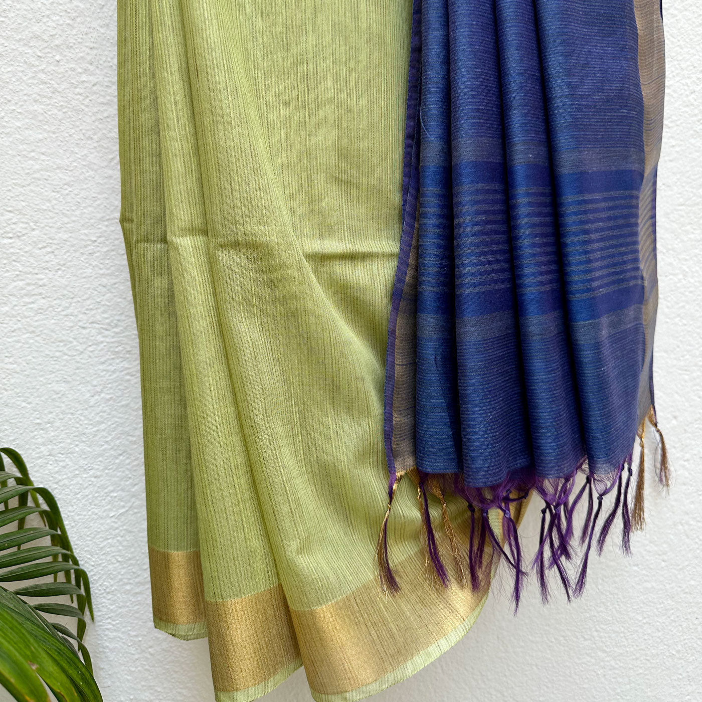 Celery Blue Cotton Silk Saree