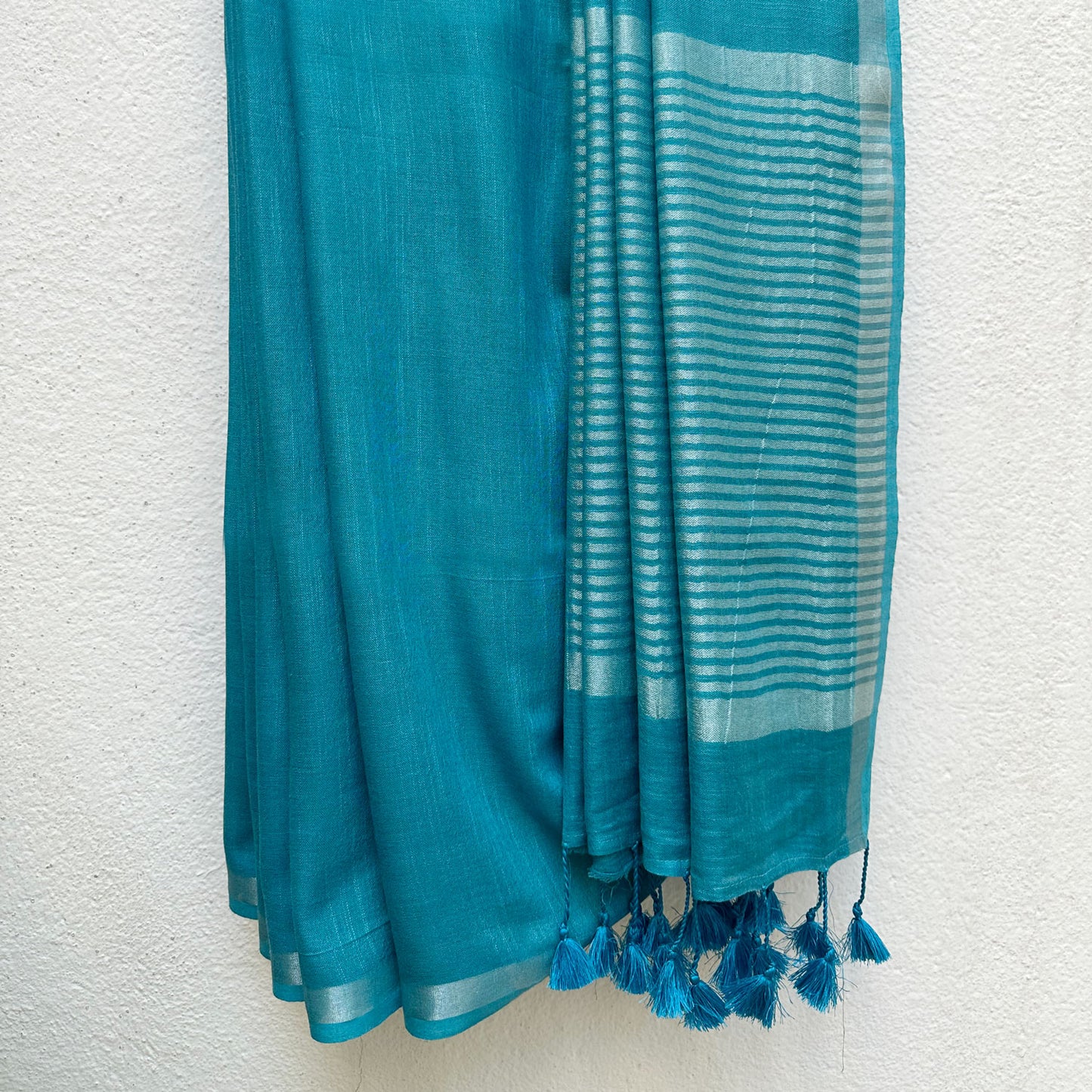 Celeste Blue Cotton Saree with Printed Blouse