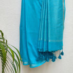 Load image into Gallery viewer, Celeste Blue Cotton Saree with Printed Blouse
