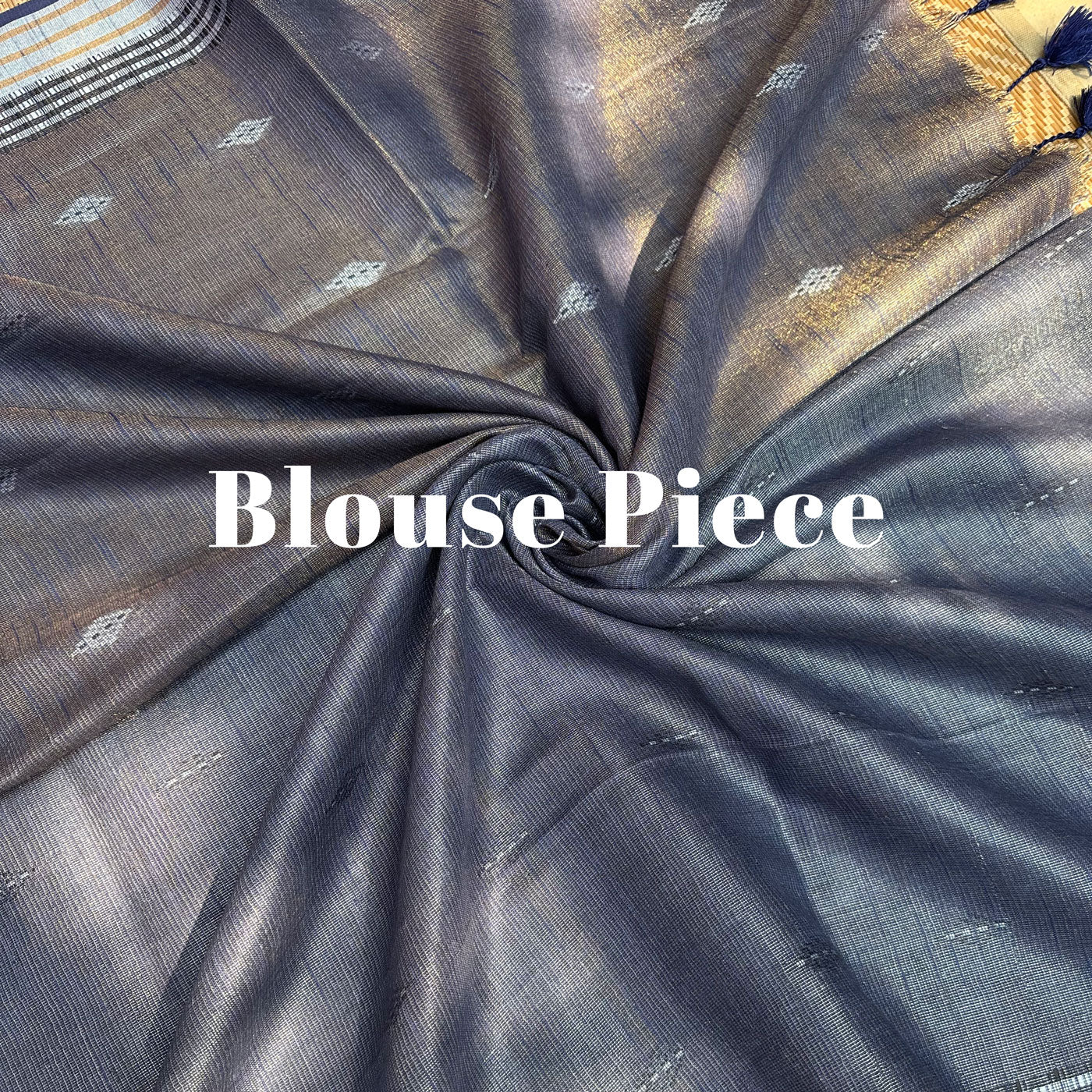 Celestial Blue Cotton Metallic Saree