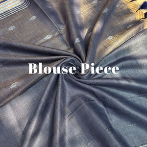Celestial Blue Cotton Metallic Saree