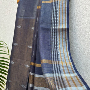 Celestial Blue Cotton Metallic Saree