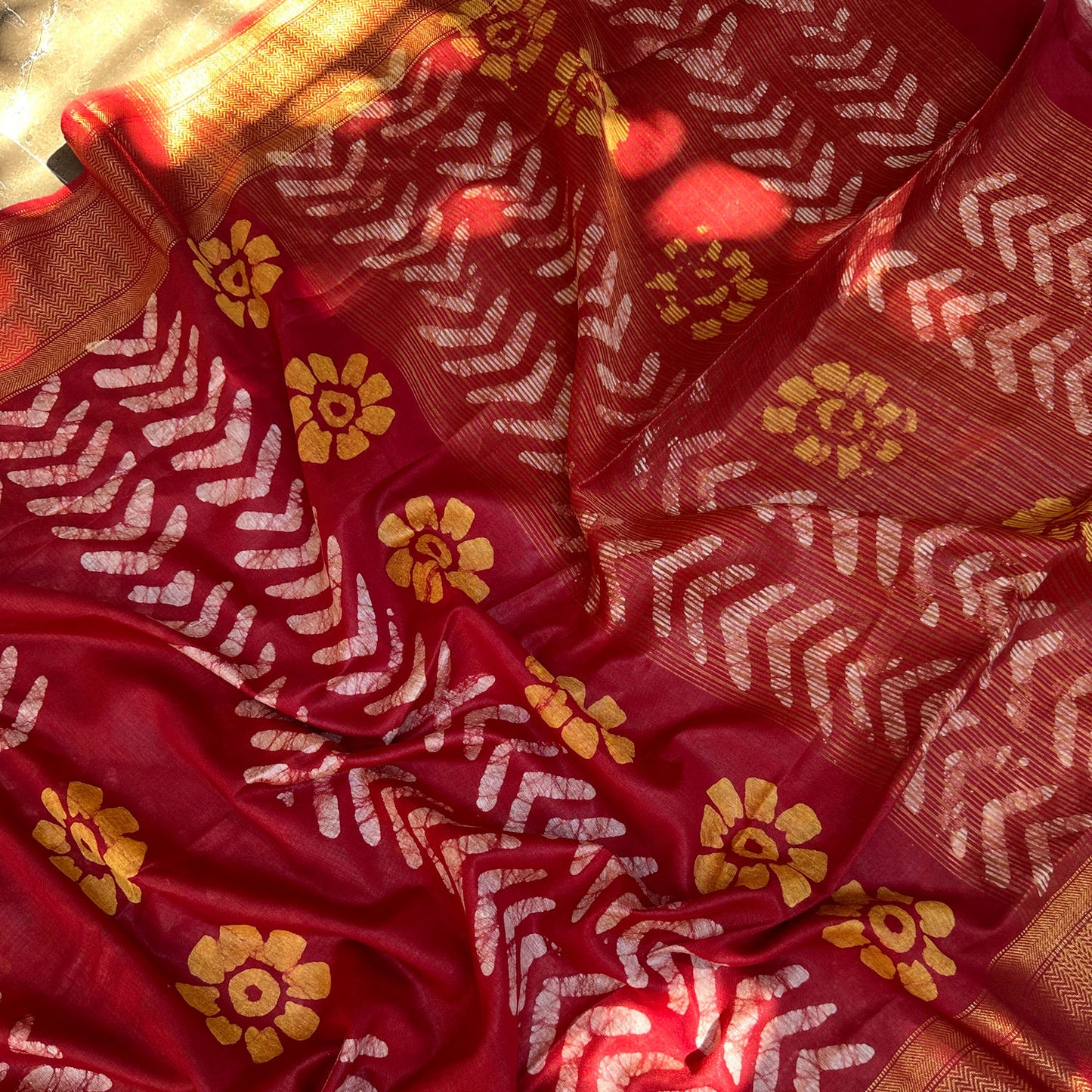 Champa Batik Cotton Silk Saree