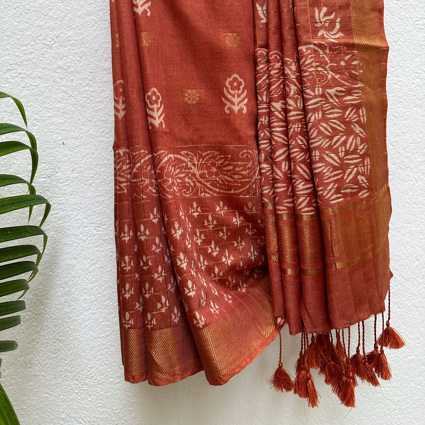 Champa Handblock Printed Cotton Silk Saree