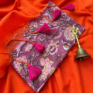 Chandni Mul Mul Saree with Printed Blouse